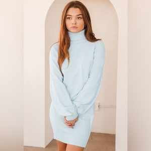 Lulu’s Love the Way Light Blue Turtleneck Sweater Dress